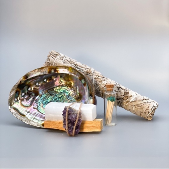 Home Cleansing Gift Set w/ Raw Amethyst (1-Inch) - Picture 1 of 12